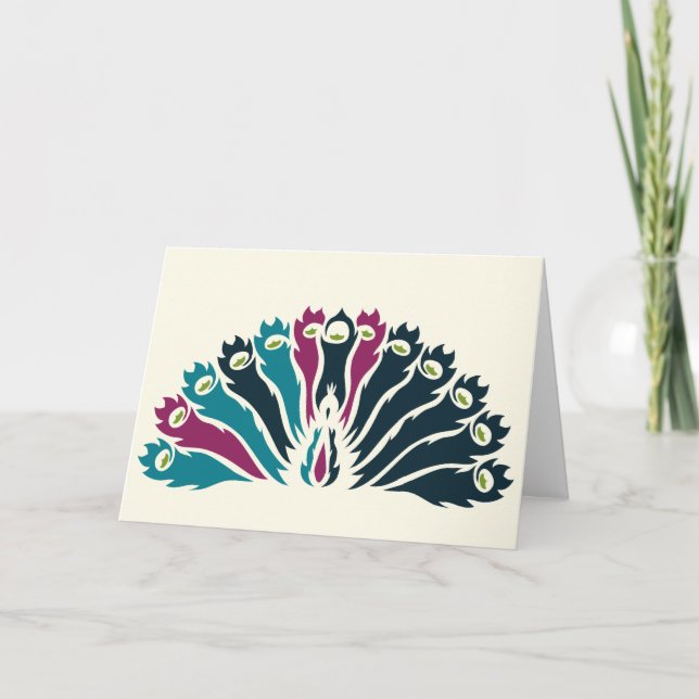 Tarjeta Jewel Tone Peacock (Fan) Notecard (Anverso)