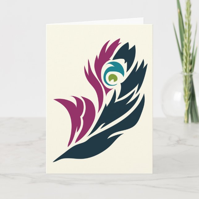Tarjeta Jewel Tone Peacock Feather Notecard (Anverso)