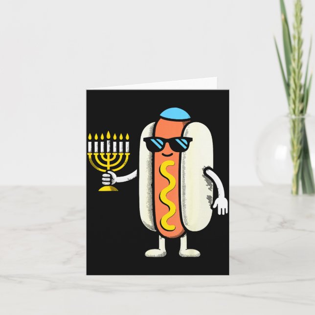Tarjeta Jewish Pjs Hotdog Funny Food Hanukkah Pajamas Chan (Anverso)