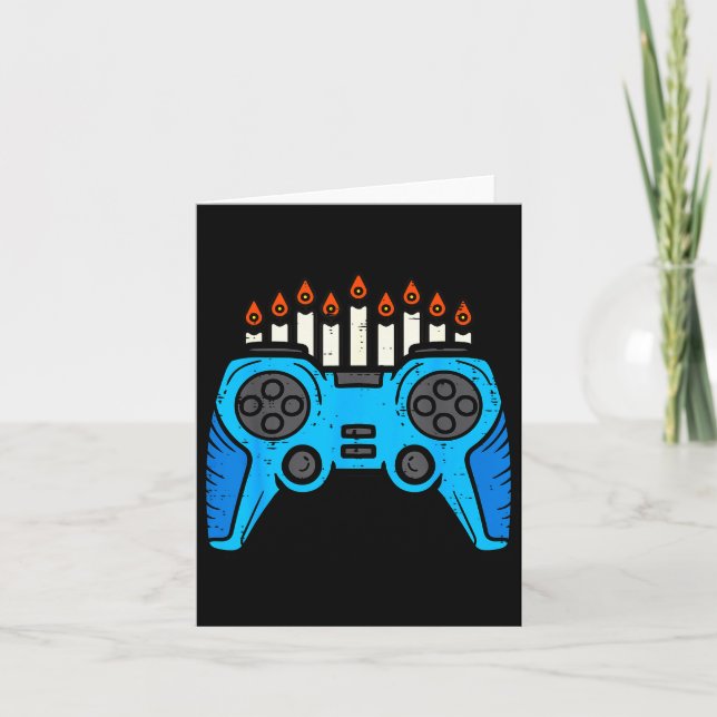 Tarjeta Jewish Video Game Gamer Hanukkah Chanukah Men Boy  (Anverso)