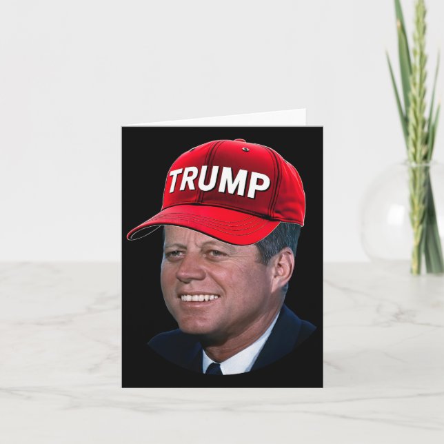 Tarjeta Jfk Usando El Gorra De Trump Funny John F Kennedy  (Anverso)