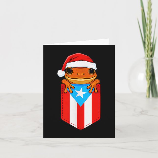 Tarjeta Jibaro Coqui Frog Bandera De Puerto Rico Cesta Bor (Anverso)