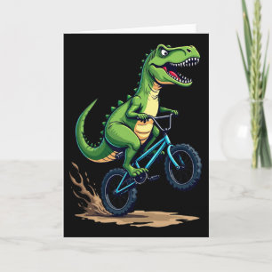 Tarjeta Jinete de bicicleta Bmx de dinosaurio de montaña d