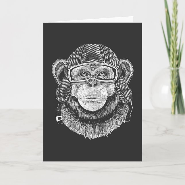 Tarjeta Jinete de la motocicleta del chimpancé (Anverso)