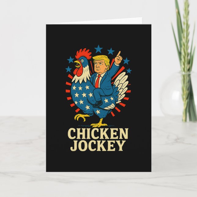 Tarjeta Jinete de Pollo Trump Meme Divertido  (Anverso)