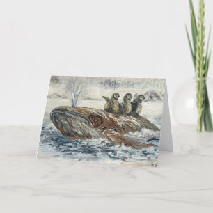 Tarjeta Jinetes de Ballenas Ballena Caprichosa y Océano de