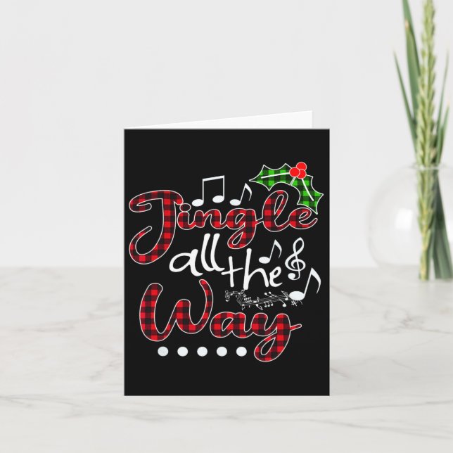 Tarjeta Jingle All Way Red Buffalo Plaid Navidades (Anverso)