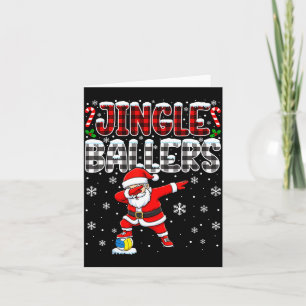 Tarjeta Jingle Ballers Plaid Santa Dabbing Volleyball Navi