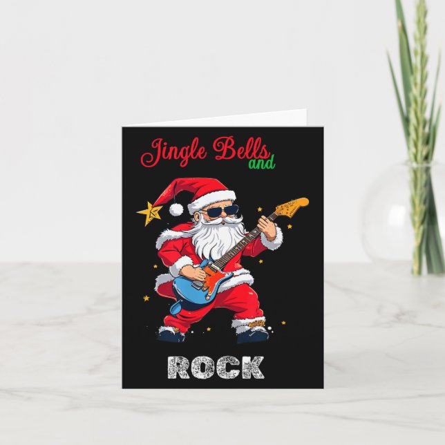 Tarjeta Jingle Bell And Rock Christmas Santa Rolling Playi (Anverso)
