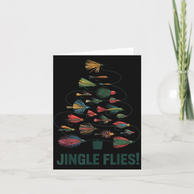 Tarjeta Jingle Flies Funny Fly Fishing Lure Christmas Paja (Anverso)