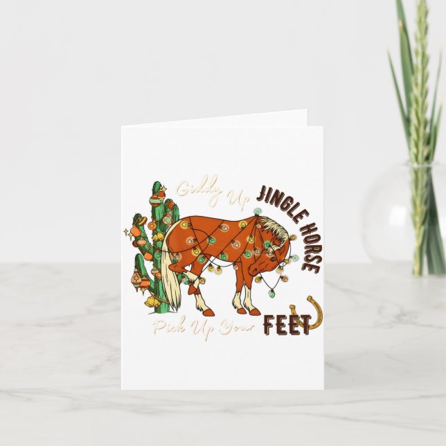 Tarjeta Jingle Funny Horse Ck Up Your Feet Cactus Western, (Anverso)
