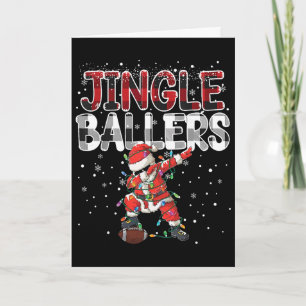 Tarjeta Jingle Llers Santa Fútbol de Navidad a Cuadros _