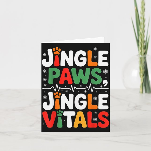 Tarjeta Jingle Paws Jingle Vitals Funny Vet Nurse Xmas  (Anverso)