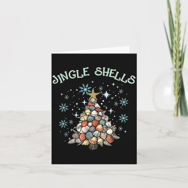 Tarjeta Jingle Shells Christmas Tree Snowflakes Celebratio (Anverso)