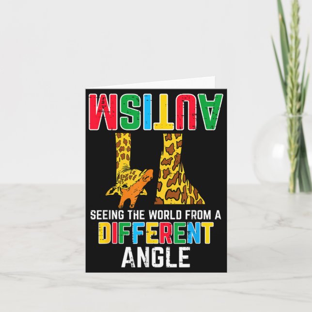 Tarjeta Jirafa Autismo Viendo Mundo Diferente Ángulo Conci (Anverso)