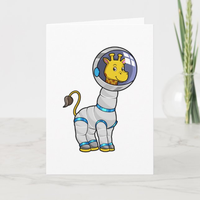 Tarjeta Jirafa como Astronauta en esfera de vidrio (Anverso)
