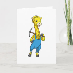 Tarjeta Jirafa como minero con pico