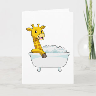 Tarjeta Jirafa con bañera con espuma