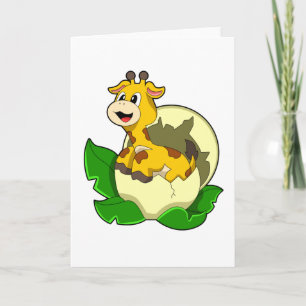 Tarjeta Jirafa con Hoja y Huevo