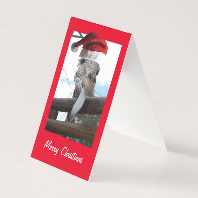 Tarjeta Jirafa con sombrero de Papá Noel (Anverso)