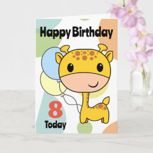 Tarjeta Jirafa de cumpleaños con edad cambiable