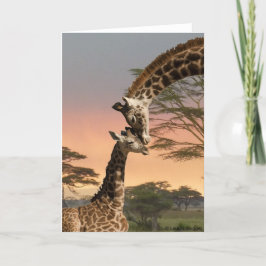 Tarjeta Jirafa de la madre y del bebé