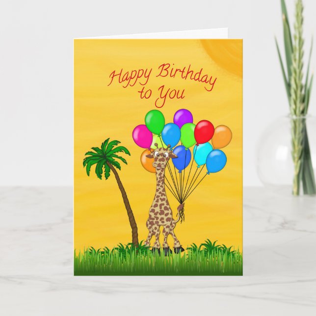 Tarjeta Jirafa del cumpleaños (Anverso)