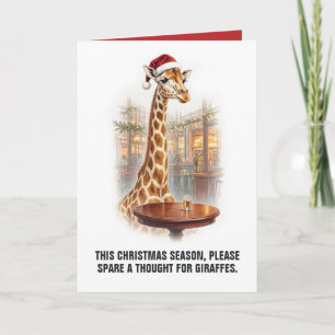 Tarjeta Jirafa Divertida Broma Bebiendo Navidad