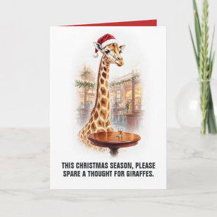 Tarjeta Jirafa Divertida Bromas de Bebida Navidad