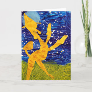 Tarjeta Jirafa iluminada por la luna - ilustraciones por