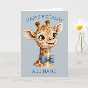 Tarjeta Jirafa Macho: Cumpleaños de Animalito con Lazo Pas