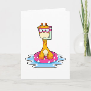 Tarjeta Jirafa nadando con snorkel