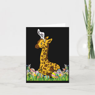 Tarjeta Jirafa Orejas de Conejo Animal Lindo Pascua 2023 G