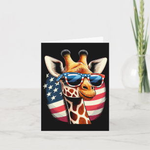 Tarjeta Jirafa Patriótica Usa Bandera Americana Gafas De S