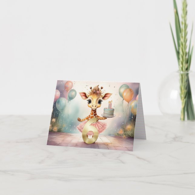 Tarjeta Jirafa personalizada en tutú rosa Feliz cumpleaños (Anverso)