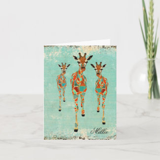 Tarjeta Jirafas azules y ambarinas Notecard conocido