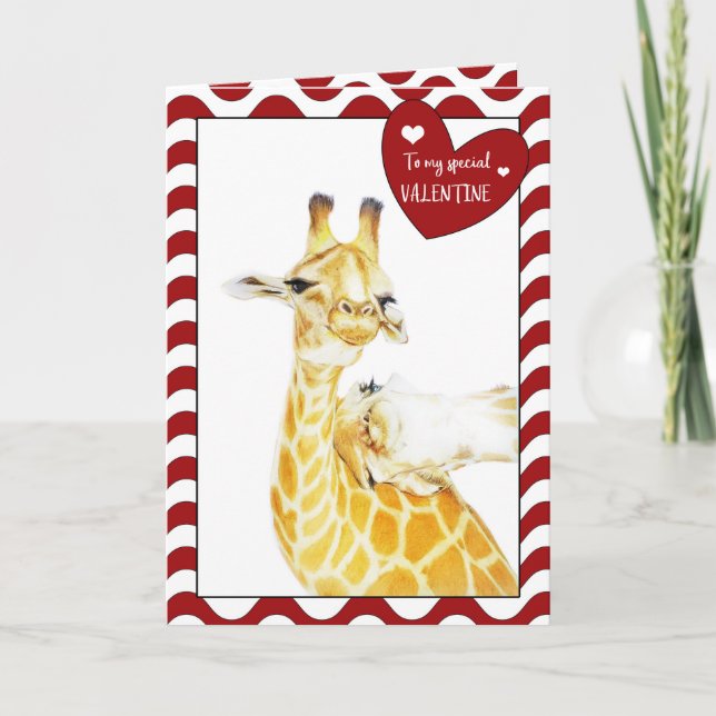 Tarjeta Jirafas del dulce del el día de San Valentín (Anverso)