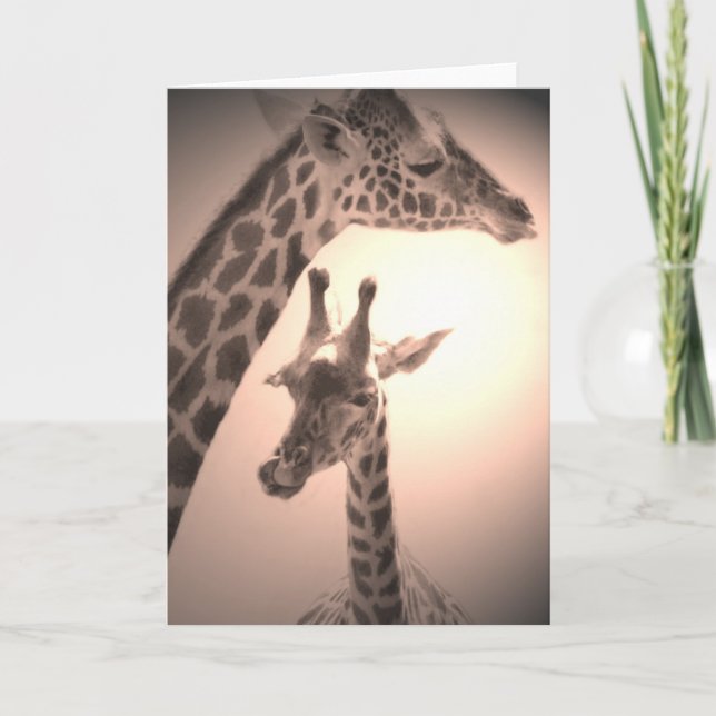 Tarjeta jirafas, madre e hijo (Anverso)