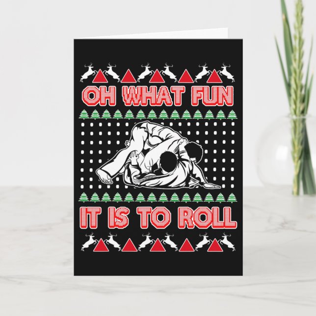 Tarjeta Jiu Jitsu Bjj Ugly Christmas Sweater Mma Funny Xma (Anverso)