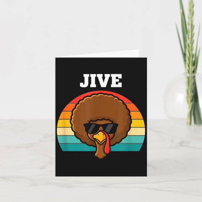 Tarjeta Jive Turkey Afro Retro 70s Thanksgiving Turkey Day (Anverso)