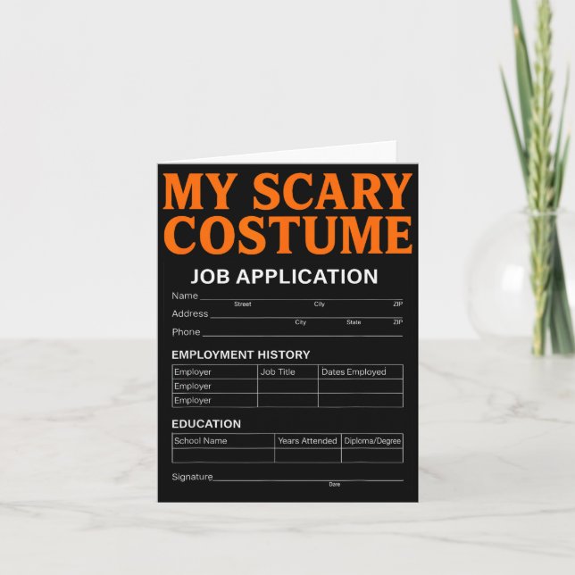 Tarjeta Job Application Funny Y Halloween Costume Trick Or (Anverso)