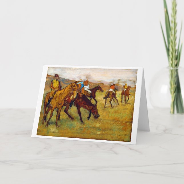 Tarjeta Jockey y caballo (antes de la carrera), Edgar Dega (Anverso)