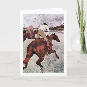 Tarjeta Jockey y caballo de carreras, Lautrec