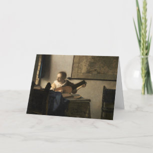 Tarjeta Johannes Vermeer - Joven mujer con un Lute