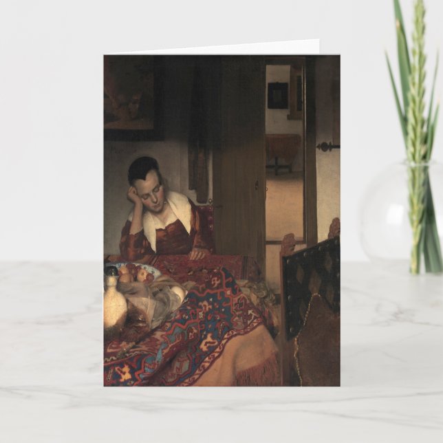 Tarjeta Johannes Vermeer, jóvenes durmiendo (Anverso)