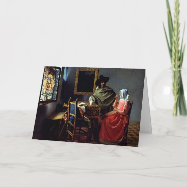 Tarjeta Johannes Vermeer - La copa de vino (Anverso)