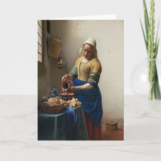 Tarjeta Johannes Vermeer, La Milkmaid (Anverso)