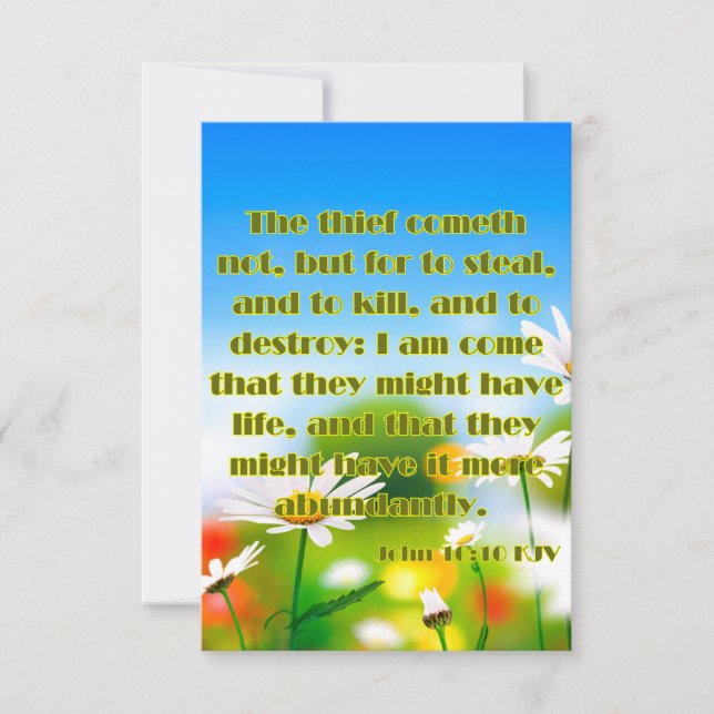 Tarjeta John 10:10 KJV Bible Scripture Fic Greeting (Anverso)