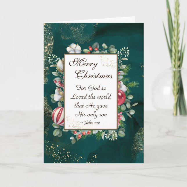 Tarjeta John.3:16 Dios amó al mundo, Navidades (Anverso)