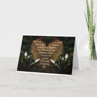 Tarjeta john 3:16 king james en hoja de corazón